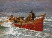 The red rescue boat on its way out Michael Ancher